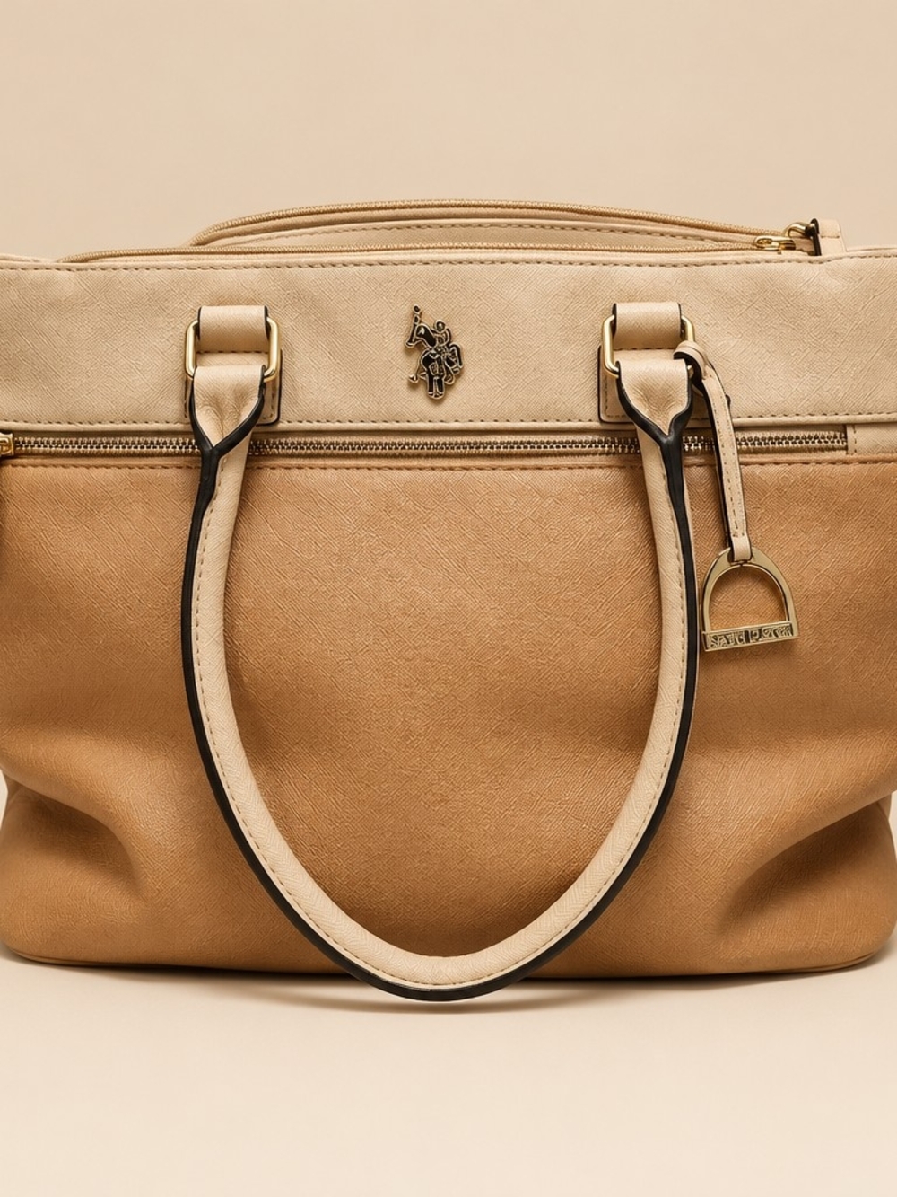 U.S. Polo Assn. Tan and Beige Handbag